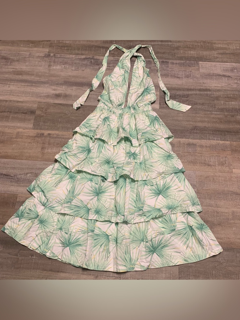 Crown & Ivy X Sewing Down South Haley Twist Halter Tiered Midi Dress Women M